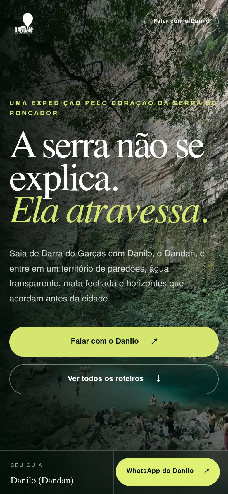 Captura real da página inicial do Guia DanDan aberta no celular